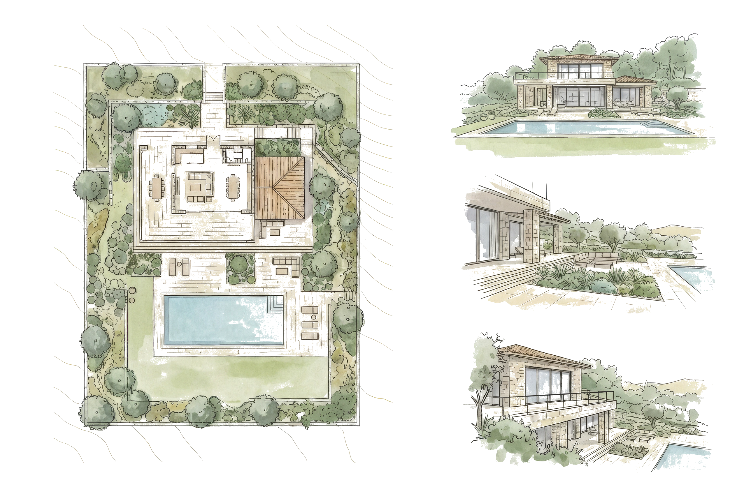 Villa provençale terminée — vue jour, façade et jardin