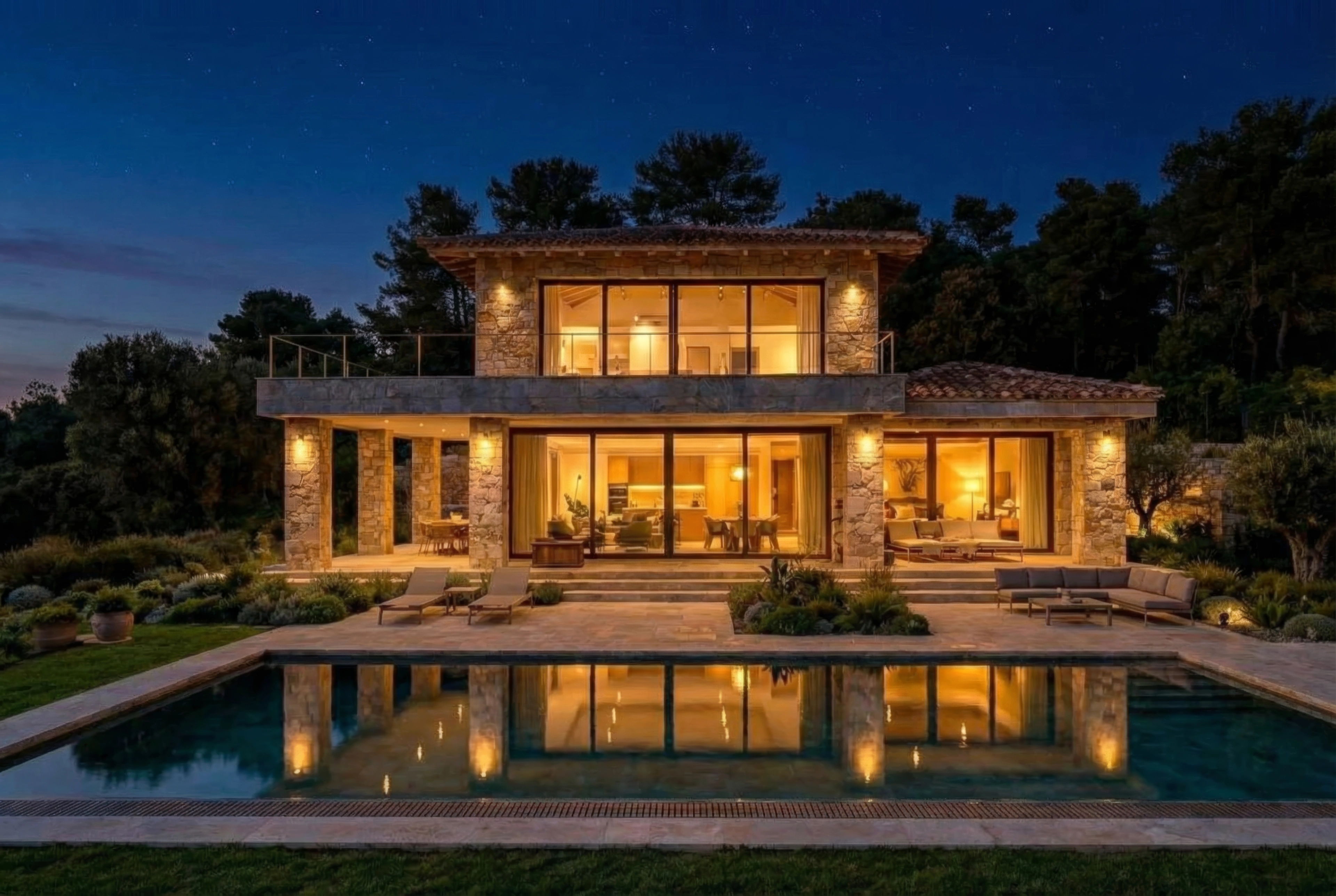 Chantier de villa — vue nuit